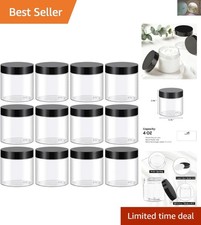 Elegant 4 Oz Clear Plastic Jars with Black Lids Perfect for Travel Crafts