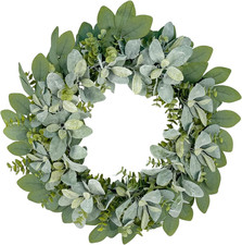 24  Eucalyptus Wreath - Lifelike Greenery with Frosted Tips for All-Season Decor