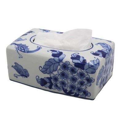 Chinoiserie Ceramic Rectangular Tissue Box Cover Holder, Durable Eco Friendly...
