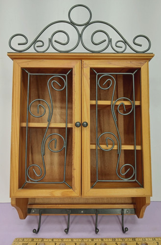 RUSTIC COUNTRY FARMHOUSE COTTAGE METAL SCROLL CABINET SHELF SHELVES COAT RACK