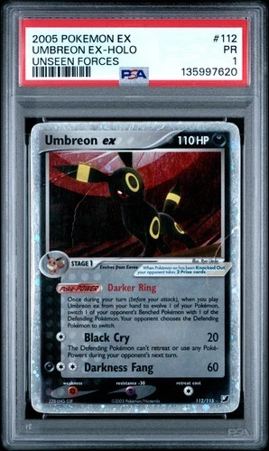 PSA 1 Umbreon ex 112/115 2005 Unseen Forces Ultra Rare Pokemon Card