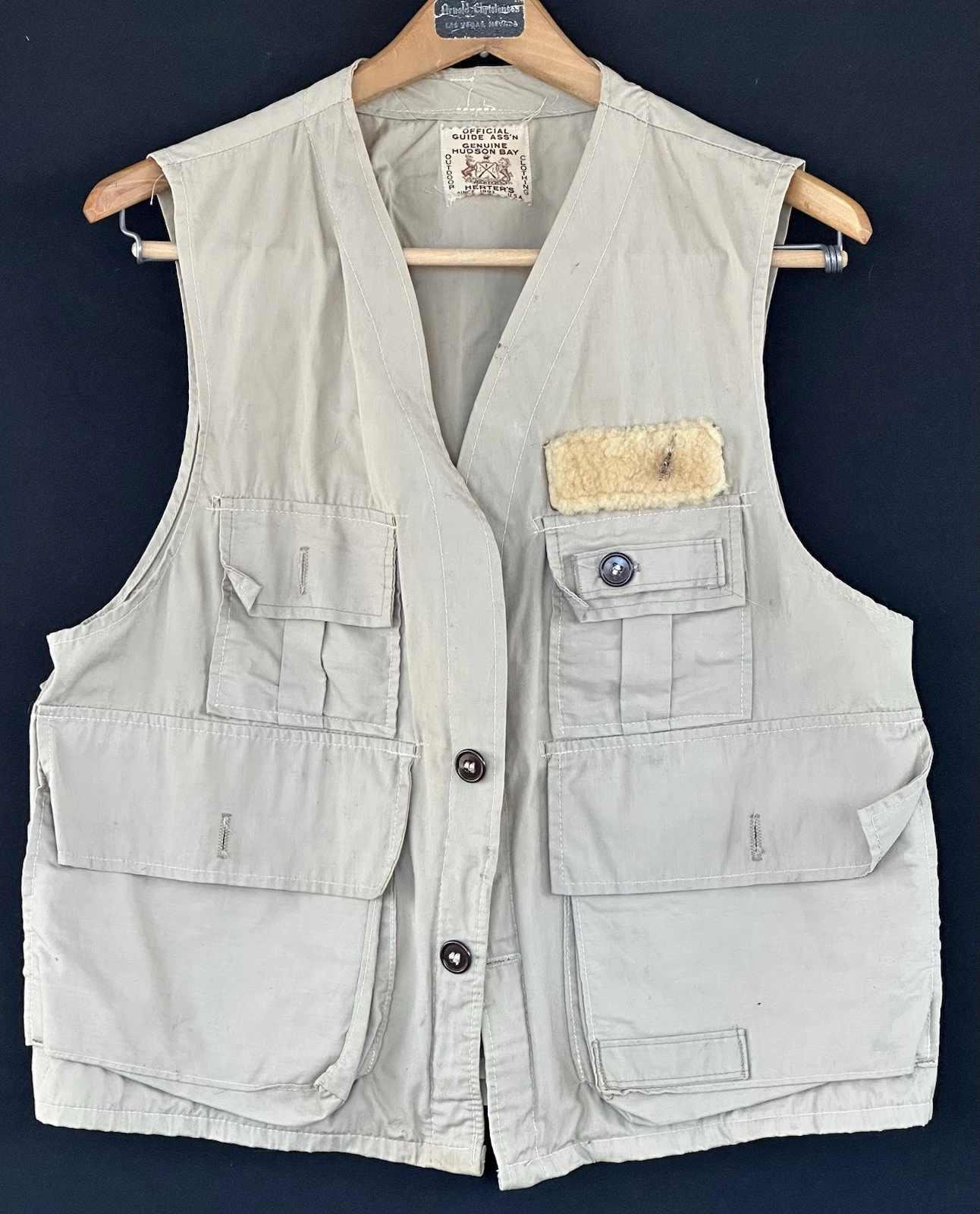 Herter's VTG Fishing Vest Men's Large Tan Cotton Pockets Utility