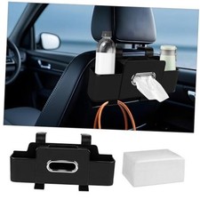 Car Back Seat Organizer with Tissue, Car Seat Back Tissue Box and Storage Black