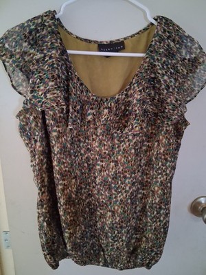 tops for women, medium, polyester, attention brand, olive green, secondhand