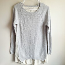 Loft Cream Gray Textured Pullover Sweater Size Medium