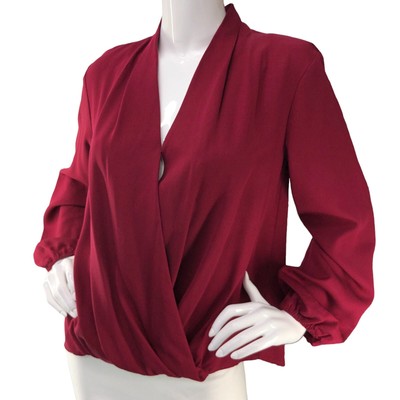 Trina Turk Out Of Office Womens Size XS Decompress Faux Wrap Top Red NEW