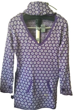 ROXY Jumper Knit Women M Size Wool Blend Purple Mix Hoodie Sweater Pockets Sleev