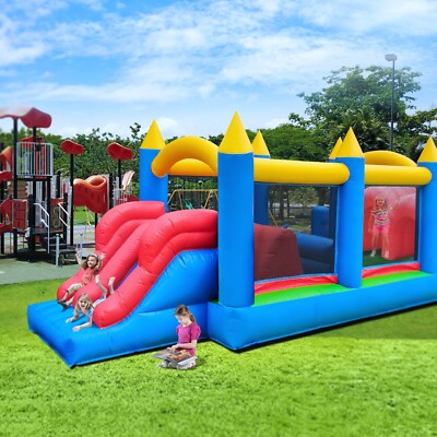 24x8x8ft Commercial Kids Inflatable Obstacle Bounce House w/Dual Racing Slides
