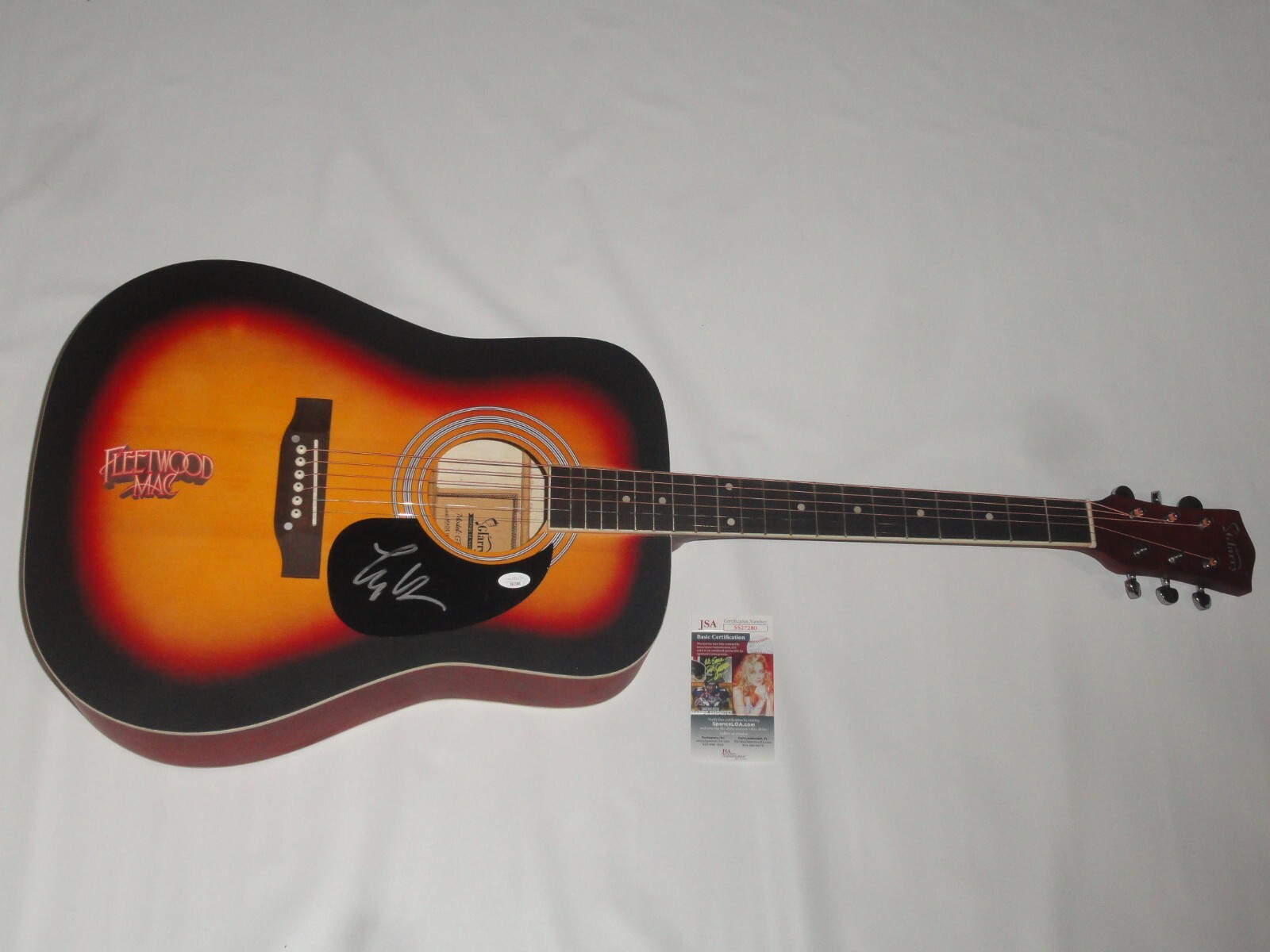LINDSEY BUCKINGHAM SIGNED SUNBURST ACOUSTIC GUITAR FLEETWOOD MAC JSA COA 