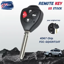 Upgraded for Toyota Camry Corolla 2003 2004 2005-2008 Remote Key Fob +4D67 Chip