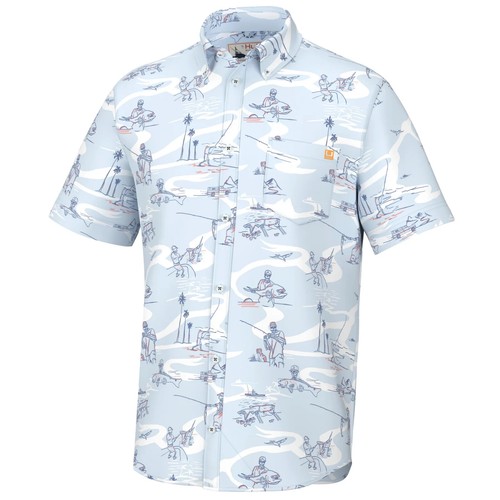Chemise De Pêche Homme HUK Motif Kona, Bleu Camouflé Ipanema, Taille M
