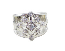 925 Sterling Silver White Cubic Zirconia Thick Band Ring Sz 7 RG1968