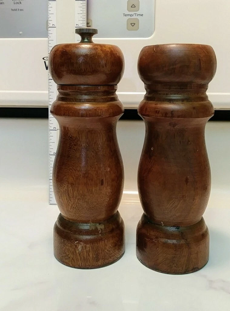 Wooden Salt Shaker and Pepper Mill Grinder 6" Tall Wood Shaker FREE SHIP!
