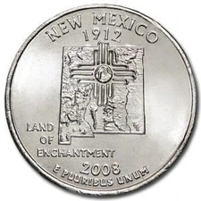 2008 P New Mexico State Quarter BU Uncirculated Clad 25c Coin