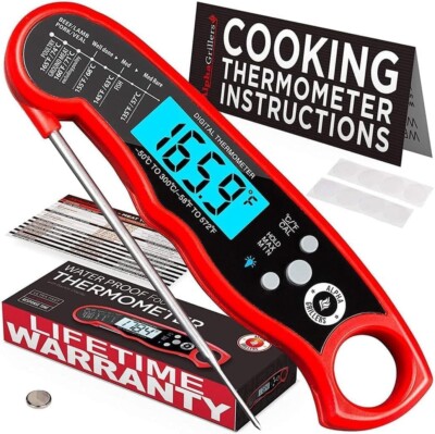 Alpha Grillers Instant Read Meat Thermometer for Grill and Cooking. Best Waterpr