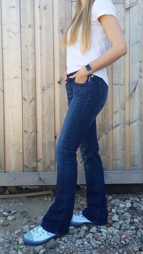 low rise bootcut stretch jeans