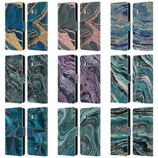 FUNDA BILLETERA LIBRO CUERO MÁRMOL PIEDRAS PRECIOSAS LEBENSART OFICIAL PARA TELÉFONOS HTC 1