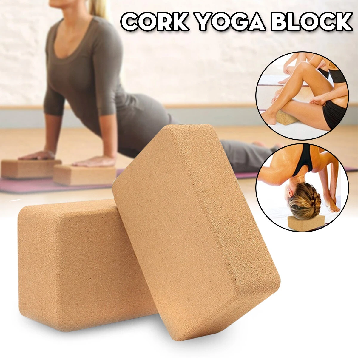 Cork Yoga Block Balance Accessories Stretching Support Exercise Brick Aid  Prop