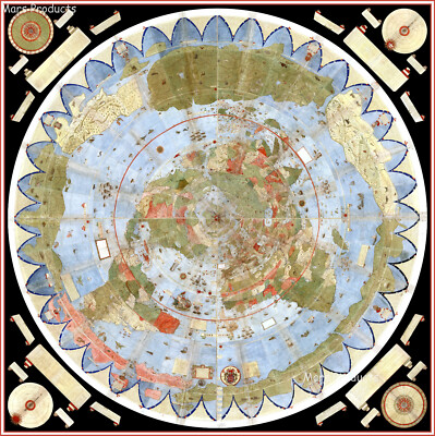 Flat Earth Map of the World 1587 Urbano Monte Poster Art Globe