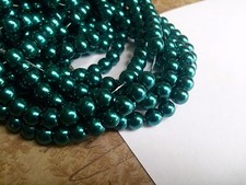 Glass Beads Teal Emerald Pearls 6mm Bulk Wholesale 32" Strand 140pcs