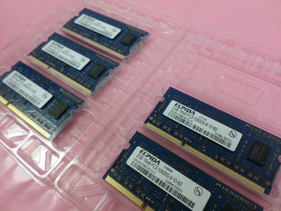 5 x Elpida 2GB 1Rx8 PC3 PC3-10600S DDR3 Laptop RAM Memory EBJ20UF8BCU0-DJ-F - Image 3 of 4