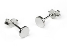Flat Round 4.5mm - Earrings Ear Studs - 925 Silver - Gift Boxed