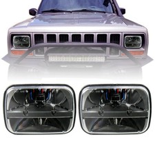 5x7 7x6 Led Clear Projector Headlight Kit For Jeep Cherokee Xj Wrangler Yj
