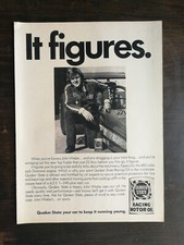 Vintage 1974 Quaker State Racing Motor Oil John Weibe Full Page Original Ad 1022
