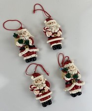 Lot 4 Vintage Handmade Clay Dough Christmas Ornaments Santa Claus Holiday Gift