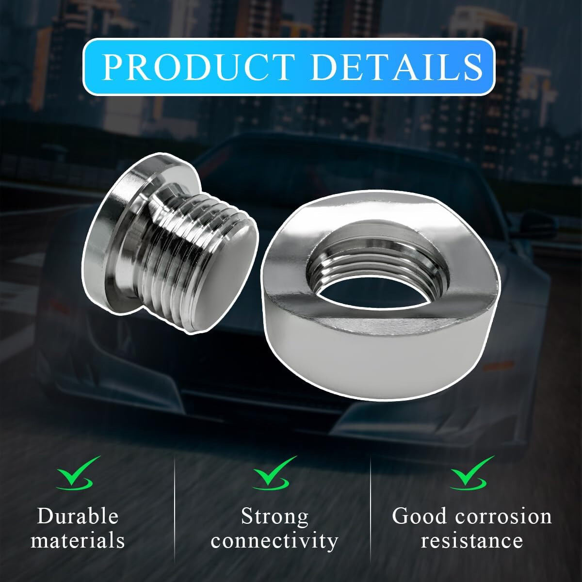 (2 Sets) 304 Stainless O2 Oxygen Sensor Bung Plug M18 X 1.5 Threaded Fittings