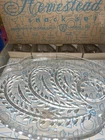Vintage Federal Glass Homestead Snack Set 4 Plates & 4 Cups In Box Deadstock