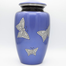 Eternal Blue Butterfly Large Cremation Urn for Ashes - Adult Memorial Urn