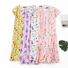 Women's Short Sleeve Oversize Sleep Shirt Nightgown Cotton Nightshirt Dress Wear