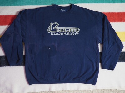 VTG Y2k 2000s BUM Equipment Faded Grunge Distress Blue Pullover Sweatshirt L