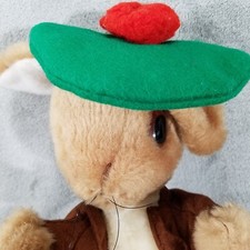 Vintage Eden Toys Plush Beatrix Potter Brown Benjamin Bunny Hat Big Eyes 12"