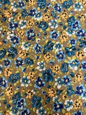 1 3/4 yard Pansy Gray Background Blue and Yellow Pansies Durable Cotton Fabric