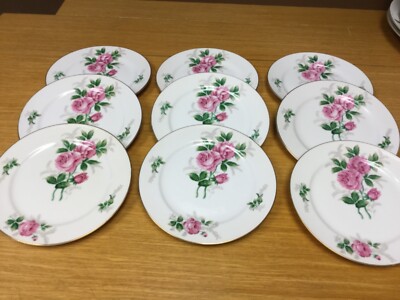 Rose、*****、JAPAN食器&皿セット 9 VIntage Japan PRINCESS ROSE China 7 1/2” Salad Plates