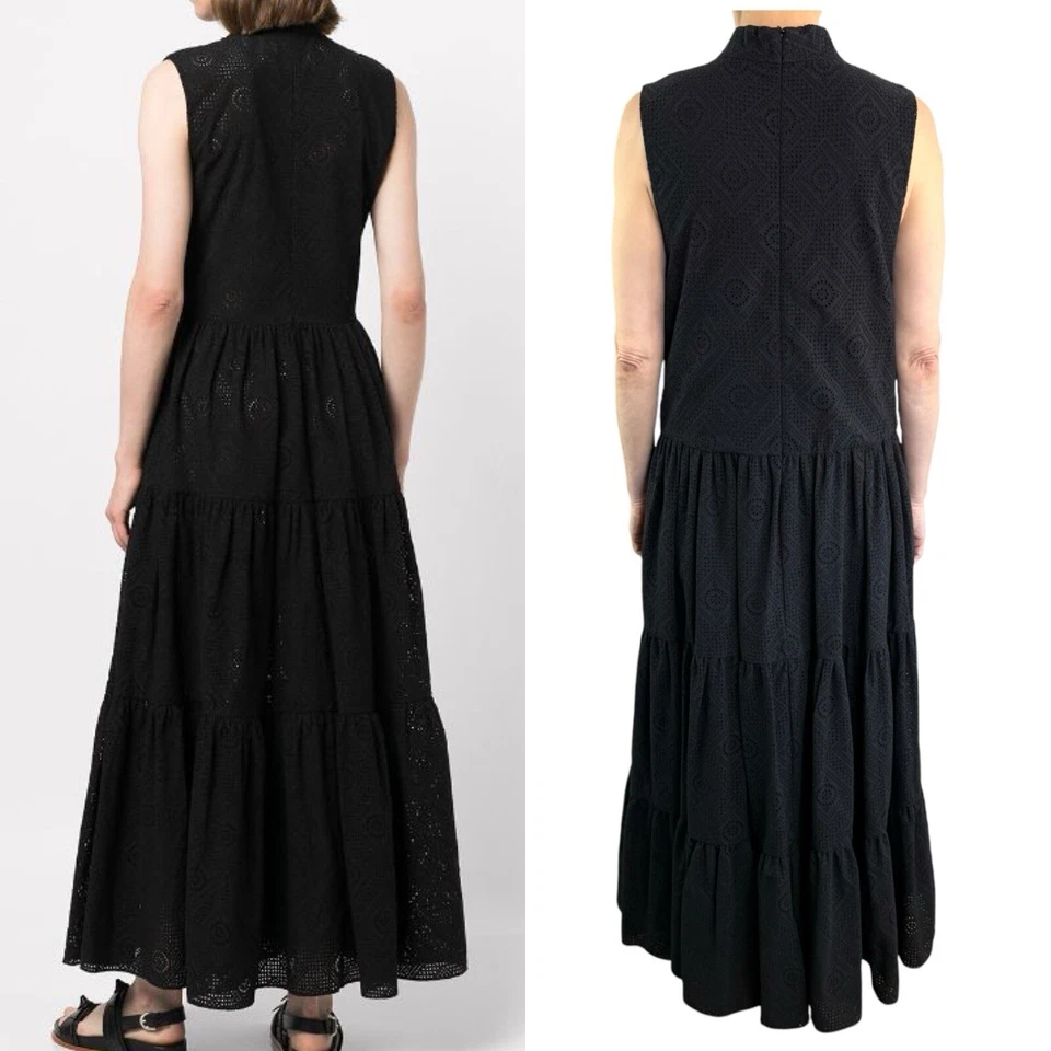 Maxi Vestido Adam Lippes Talla 8 10 (6 EE. UU.) Negro Sin Mangas Bordado-Anglaise Foto 4 de 4