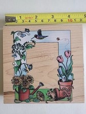 Gardening Floral Rubber Stamp. Inkadinkado Brand