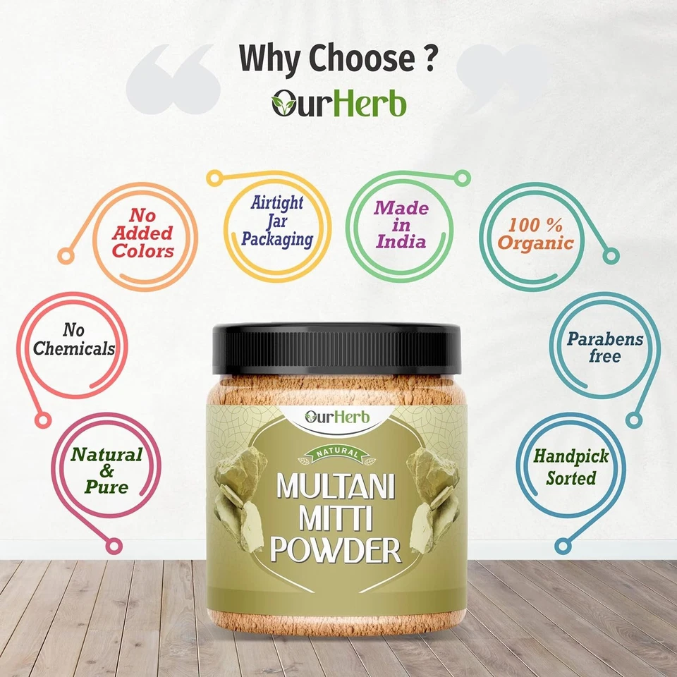 Natural Multani Mitti Powder for Exfoliating Soothing Nourishing Face skin Hair - Image 4 of 4