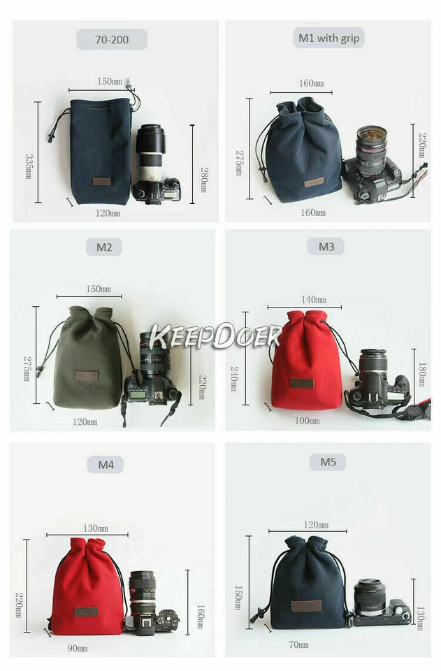 Waterproof Padded Drawstring Camera Bag Storage Case Insert For DSLR Canon Nikon - Image 4 of 4
