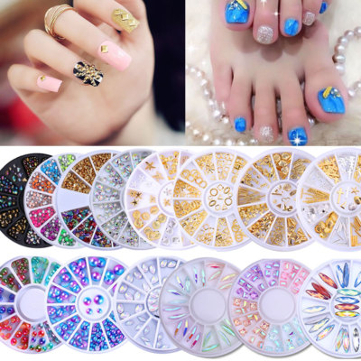 3D Nail Rhinestones Studs AB Color Nail Art Decoration in Wheel  Tips