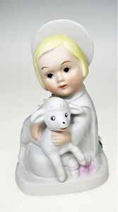 5.5” Angel & Lamb Night Light Nite Lite Soft Light Porcelain Bisque