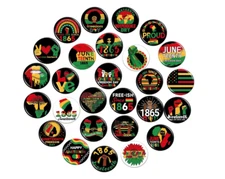 SEPGLITTER 54Pcs Juneteenth Party Favors Button Pins Free-Ish since 1865 Tinplat