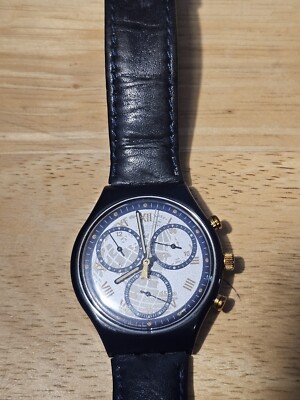 SWATCH Chrono TIMELESS ZONE (SCN104)-Works! Leather band-1991