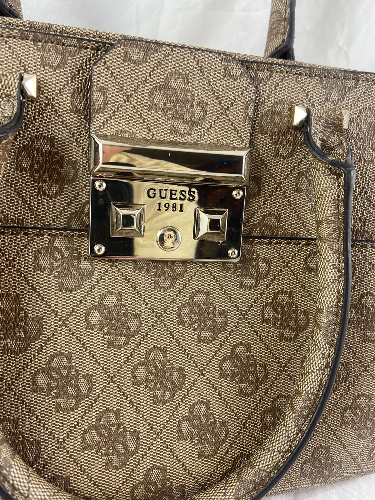GUESS Women's Martine Brown Logo Print Handbag Pu… - image 10