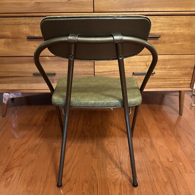 50s Cosco Chair Avocado Green Metal Vinyl Padded Seat Folding