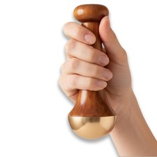 Ayurvedic Kansa Wand massager with Teak Wooden Handle for Body Wellness