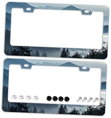 Mountains Forest License Plate Frames - 2 Pcs Set 2 Holes Mountains Forest A