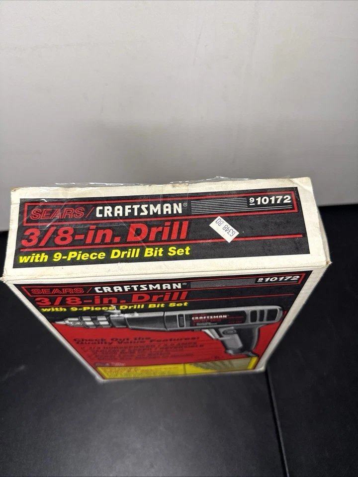 Broca vintage Sears Craftsman 3/8 polegadas com fio 1/3 HP 9-10172 sem chave com caixa e manual - Imagem 2 de 4